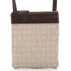 BVLGARI Logo Mania Canvas and Leather Crossbody Bag